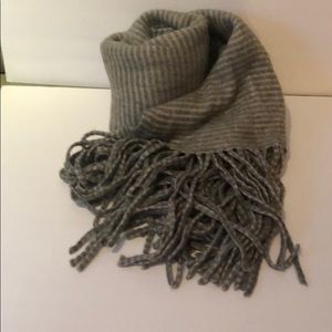 Joy Susan Gray & White Stripe Scarf